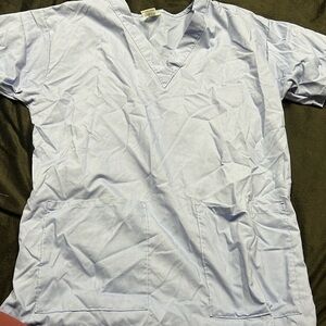 Medium Ceil Blue two pocket scrub top Medline